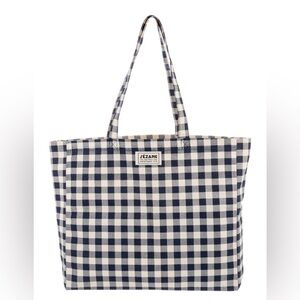 Sézane blue/white gingham tote bag like new